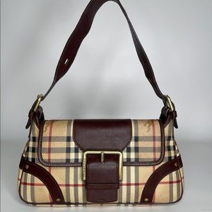 BURBERRY Haymarket Check Buckle Shoulder Bag